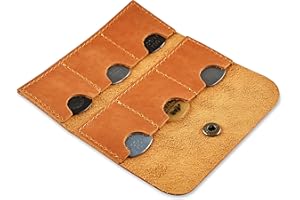 GMAKIN Leather Guitar Pick Holder, Guitar Pick Holder Case Bag, Plectrum Case Bag, Pick Cover, Gift for Guitar Players (Vintage Brown)