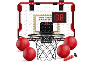 TEMI Indoor Basketball Hoop for Kids, Door Room Basketball Hoop,Mini Basketball Hoop with 4 Balls, Basketball Toys for 3 4 5 6 7 8 9 10 11 12 Year Old Boys