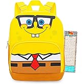 Spongebob Mini Backpack - 10" Iconic Woven Small Backpack with Front Pocket and Bookmark Bundle | Adjusts to Fit Kids, Toddlers, Teens, Adults, Boys, Girls