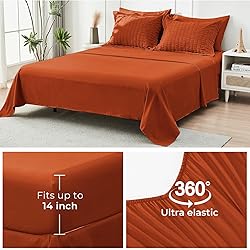 HYMOKEGE Burnt Orange Twin Comforter Set Seersucker