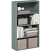 Furinno PASIR Book Shelf, 4-Tier Bookshelf, Bookcase, 9.4" x 23.6" x 41.7", for Living Room, Bedroom, Home Office, Sage Green