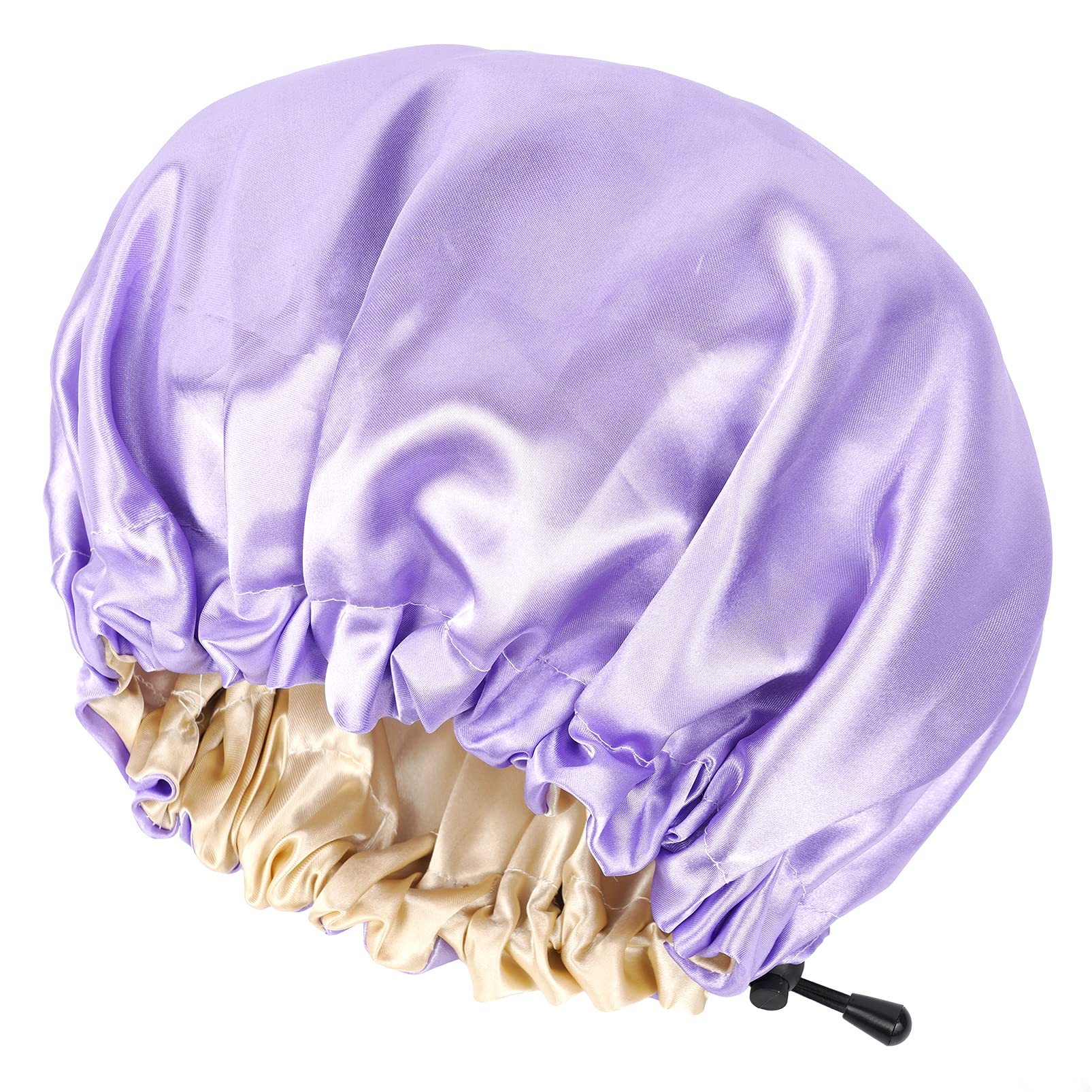 Photo 1 of CHORHA Satin Sleep Cap, Double-Sided Adjustable Bonnet Cap (Purple)