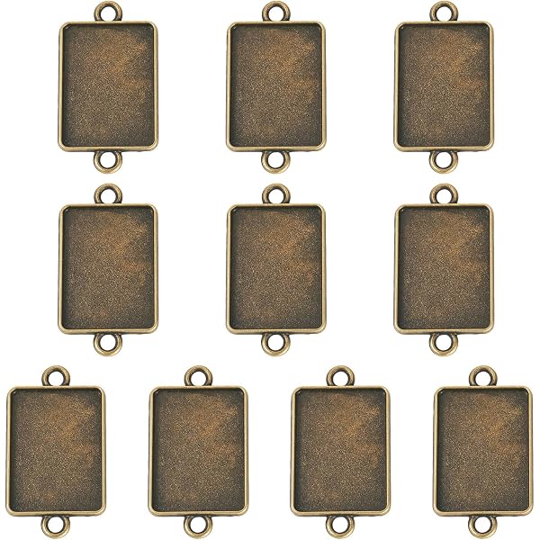 Pandahall 10pcs Vintage Tibetan Style Antique Silver Blank Bezel Cabochon Settings 18x25mm Inner Diameter Rectangle Frame Pendant Tray Chandelier Link Connector Charms Pandahall 10pcs Vintage Tibetan Style Antique Silver Blank Bezel Cabochon Settings 18x25mm Inner Diameter Rectangle Frame Pendant Tray Chandelier Link Connector Charms