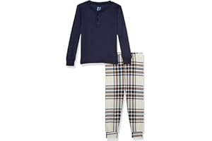 The Children's Place baby boys Button Long Sleeve Top and Pants Snug Fit 100% Cotton 2 Piece Pajama Set