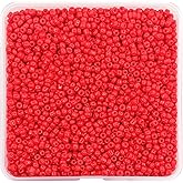 Auvoau 2mm Seed Beads Opaque Red About 8000pcs/170Grams 12/0 Small Craft Beads for DIY Bracelet Necklaces Craft Jewelry Making Supplies (Red)