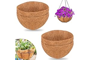 ZeeDix 4 PCS 10 Inch Coconut Liners for Planters, Round Hanging Basket Liners Natural Coco Coir Replacement Liner for Flowers Vegetables Patio Porch Garden Decor
