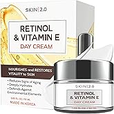 Skin 2.0 Retinol & Vitamin E Face Moisturizer - Dermatologist Tested, Hydrating, Restores Sun-Damaged Skin, Anti-Aging - Reduces Acne Scars, Clean Beauty, Cruelty-Free Korean Skincare - 1.69 Fl oz
