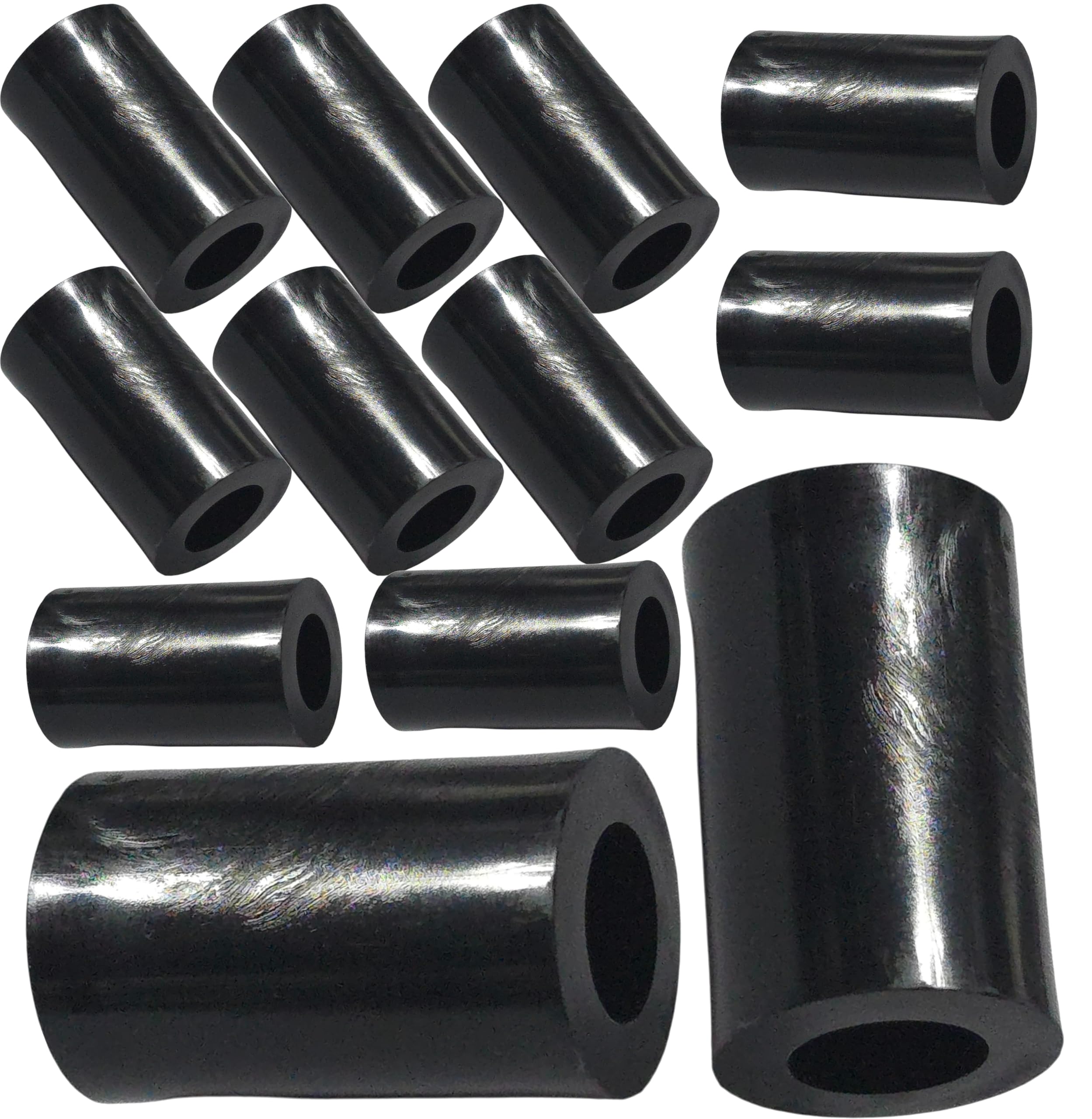 M10 x 25mm Black Nylon Spacers and Standoff Washers for M3, M4, M5, M6, M8 Screws, Lengths 3mm to 30mm (Pack of 12)