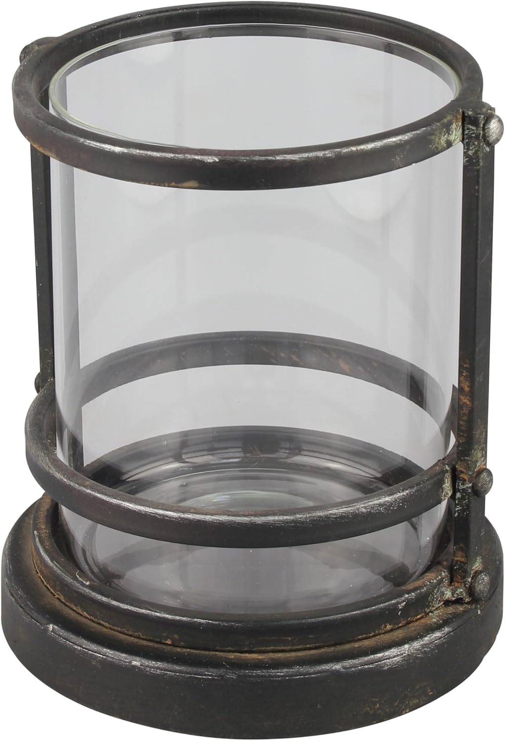 Stonebriar Industrial Black Metal Cage Pillar Candle Holder with Removable Glass Hurricane, Decorative Rustic Design for Wedding Decorations, Parties, or Everyday Home Decor, Small: Home & Kitchen