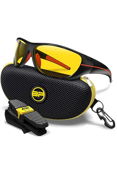 Blupond HD Driving Glasses Set - Polarized Sunglasses & Yellow Night Vision Glasses With Car Clip - View #9