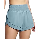 THE GYM PEOPLE Women's High Waisted Worktout Shorts Quick Dry Running Athletic Shorts with Mesh Liner Zipper Pocket