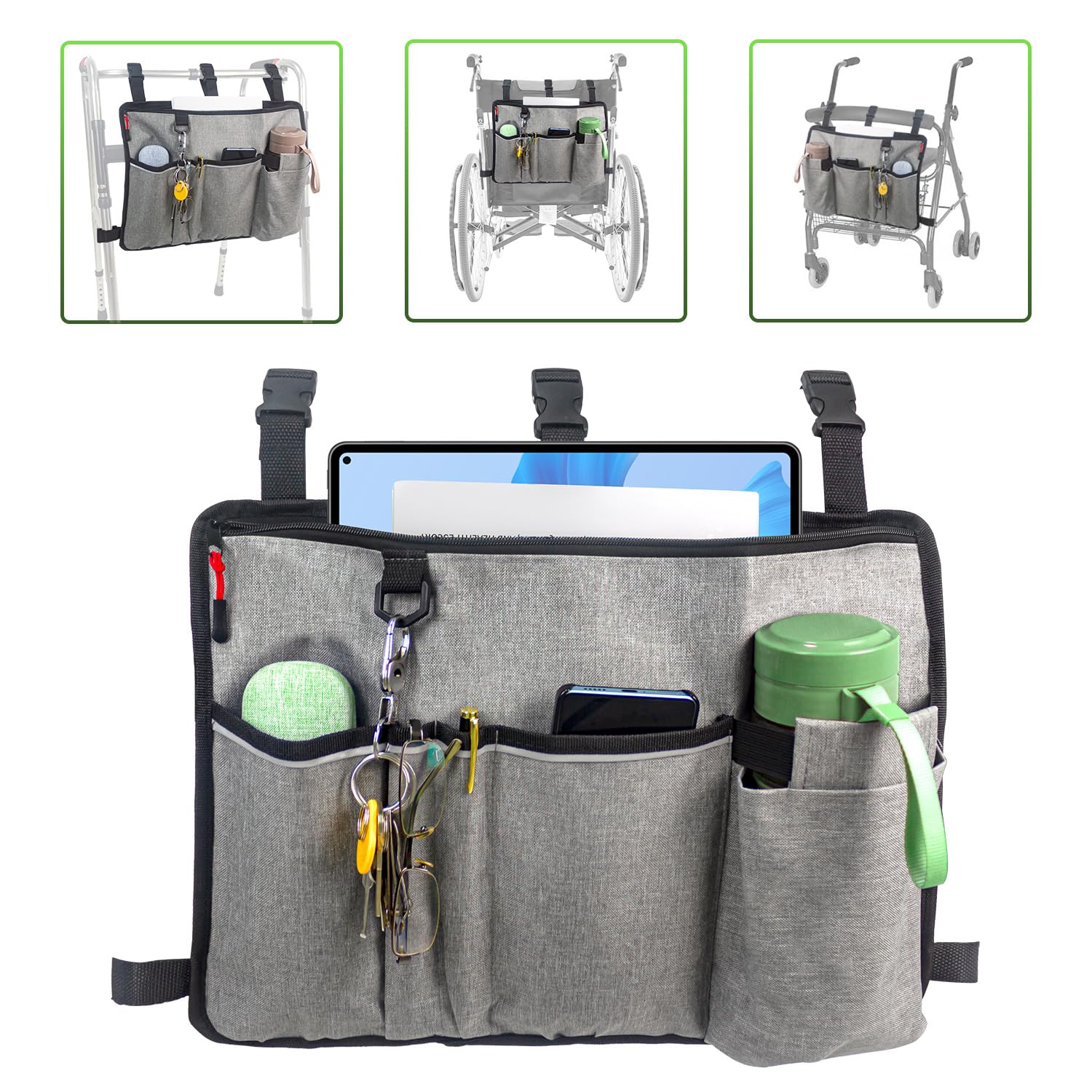 Walker Bag Basket with Cup Holder,Walker Accessories,Walker Basket for Folding Walker,Basket for Walker,Bag for Walkers for Seniors,Scooters Or Rollator Walker Accessories for Folding Walker