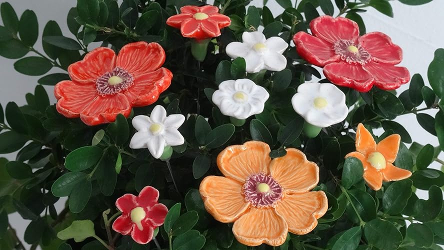 10 Keramikblumen: Gemischt/bunt