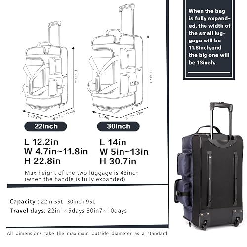 coolife rolling duffel travel duffel bag Luggage 4 Piece Set Suitcase Expandable TSA Lock Spinner Softs BAJE HOME Fit an entire sleeping bag and some boots for a great camping weekend or even use it to stay organized during a move Lightweight 3-Piece Travel Luggage Set