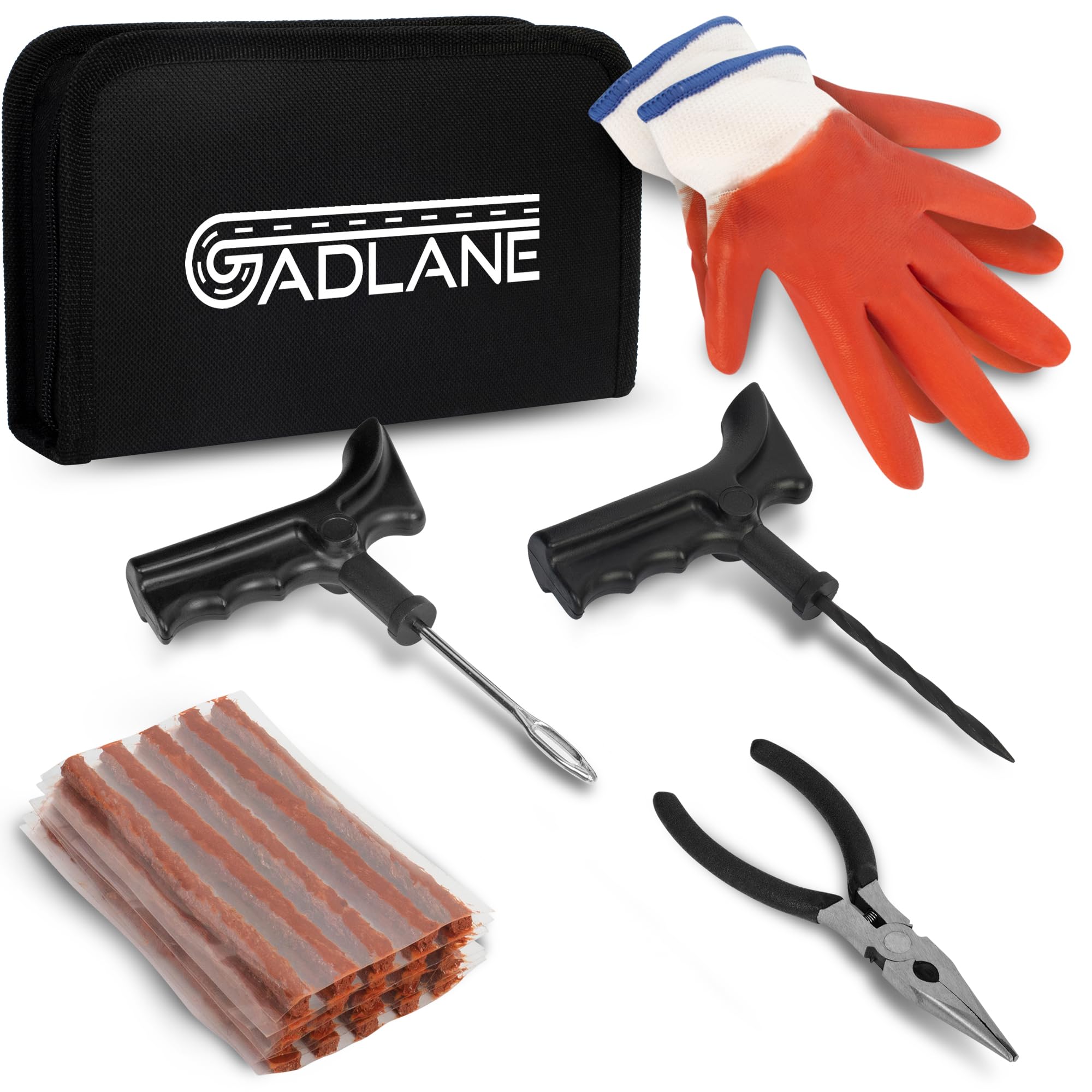 GADLANE Tubeless Tyre Puncture Repair Kit - 7 PCS Flat Tyre Repair Kit for Car, Motorcycle, Truck, ATV, Jeep, Tractor & More