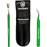 TickCheck Premium Tick Remover Kit - Stainless Steel Tick Remover + Tweezers, Leather Case Free Pocket Tick Identification Card