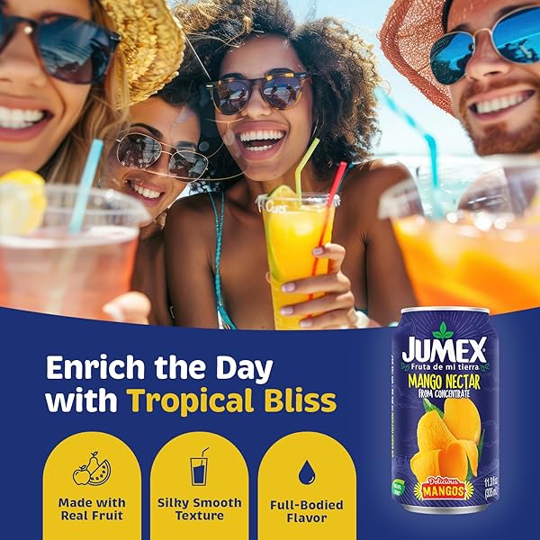 JUMEX MANGO NECTAR – MANGO JUICE NECTAR MADE WITH FRESH FRUIT PUREE – TROPICAL FRUIT JUICE CONCENTRATE FOR SMOOTHIE MIX, COCKTAIL MIXERS & KIDS DRINKS & BEVERAGES – 11.3OZ, 12 PACK CANNED DRINKS