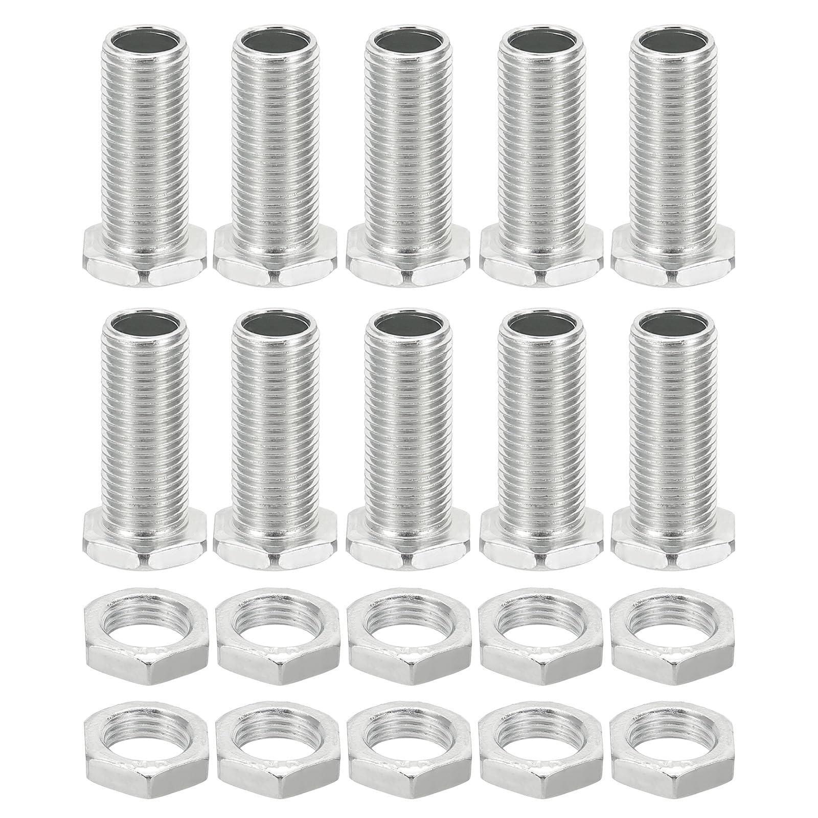 PATIKIL M10x27mm Hex Bolts and Nuts Kit, 10 Set Fine Thread Hollow Screws Assortment Hexagon Head Screw Through Hole Bolt Chandelier Fasteners