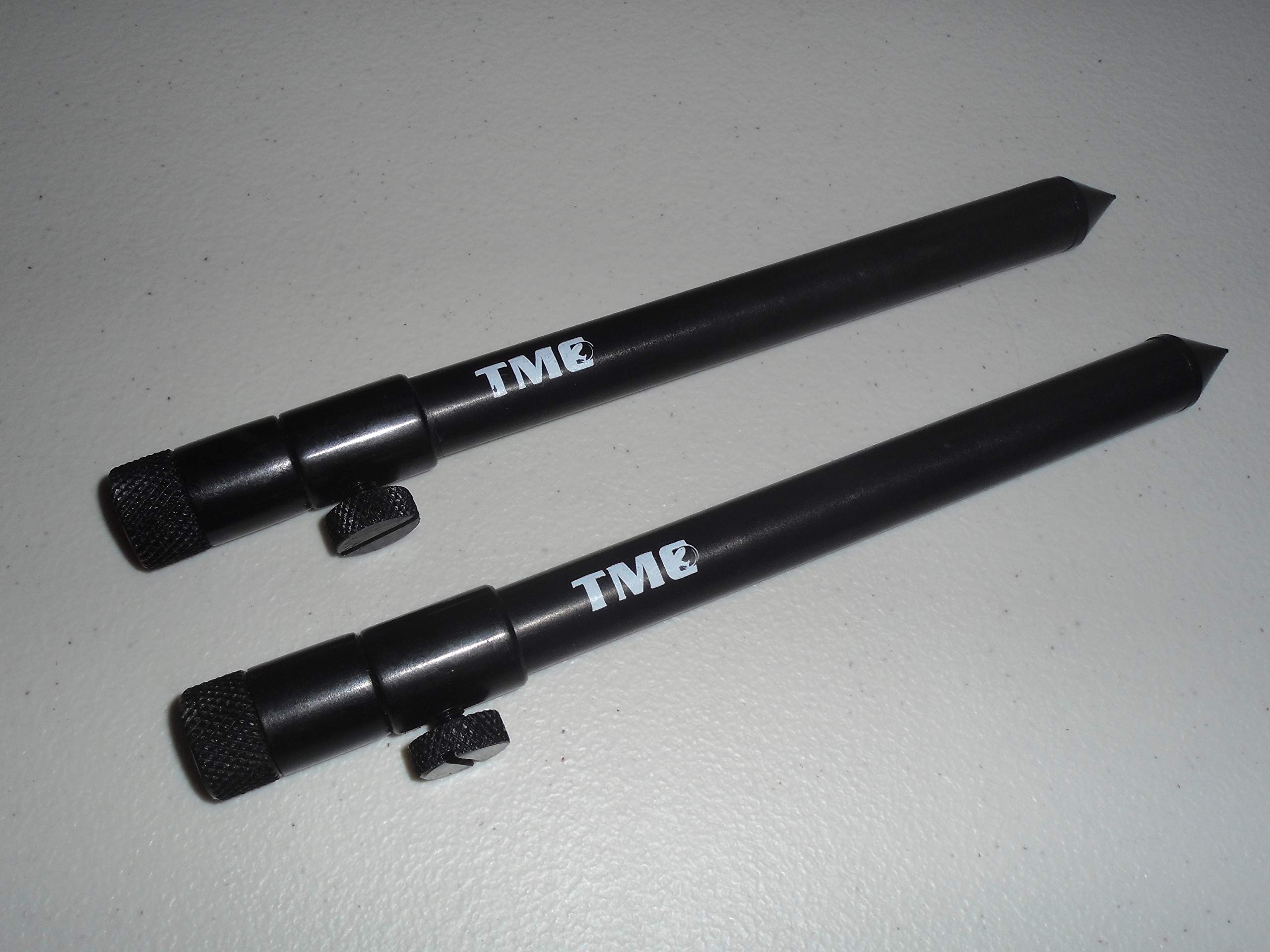 TMC 2 x Aluminium Bank Sticks 20-35 cm's. Rod Rests, Buzz Bar, Alarms. Fishing