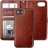 Bocasal Detachable Wallet Case for iPhone 16e RFID Blocking Card Slots Holder Premium PU Leather Magnetic Kickstand Shockproof Wrist Strap Removable Flip Protective Cover 6.1 Inch 5G (Brown) | RFID Blocking, Card Slots Holder, Premium PU Leather, Magnetic, Kickstand, Shockproof