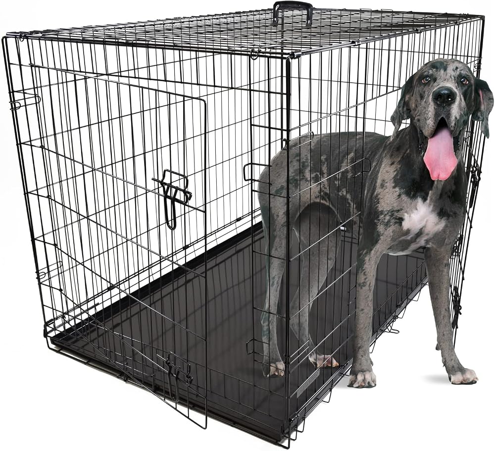 Dog Crates Plus Extra Extra Large Foldable Dog Crate 46 Inch Two Doors