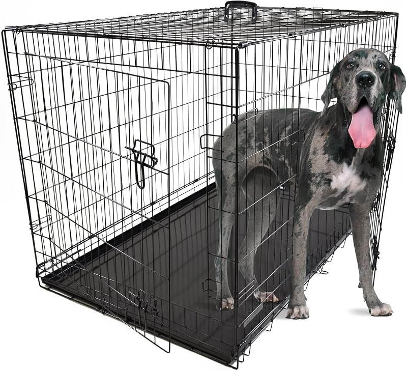 Dog Crates Plus Extra Extra Large Foldable Dog Crate 46 Inch Two Doors