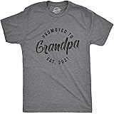 Mens Promoted to Grandpa 2021 Tshirt Funny New Baby Family Graphic Tee