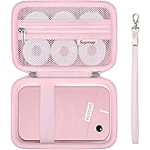 Supmay Carrying Case for ORGSTA S001 / for ORGBRO X1 Label Maker Machine, Portable Bluetooth Label Printer Storage Holder Bag with Mesh Pocket for Roll Label Maker Tapes, Typ-C Cable, Pink