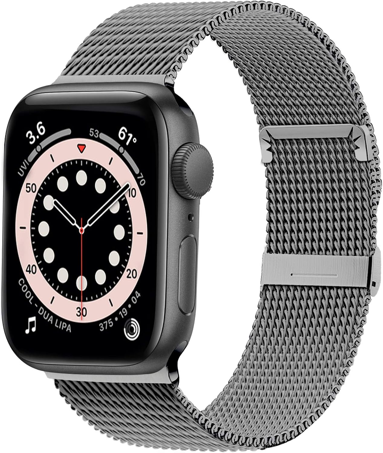 Ewsprou Magnetic Band Compatible with Apple Watch 38mm 40mm 42mm 44mm, Stainless Steel Mesh Strap Replacement for iWatch SE iWatch Series 6/5/4/3/2/1 Women Men (Spacy, 42mm 44mm)