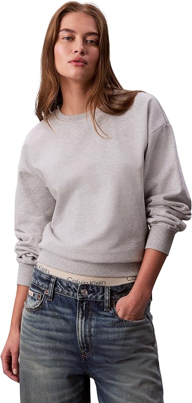 Logótipo do Arquivo de Sweatshirts Femininas Francês Terry Decote Revolta, Cinzento (História Cinzento Heather), L