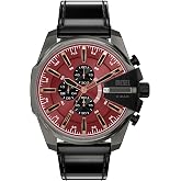 Diesel Mega Chief Slim Chronograph Black Leather Men's Watch (Model: DZ4714)