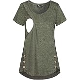 Quinee Women's Casual Button Side Nursing Tops Maternity Breastfeeding Tunic