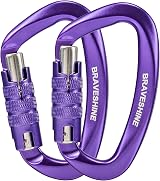 2 Pack Carabiner Clip 12KN Auto Lock Twist Lock D Shape Heavy Duty