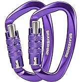 Heavy Duty Carabiner Clips 12KN Aluminum D Ring Double Locking Caribeaner Hooks