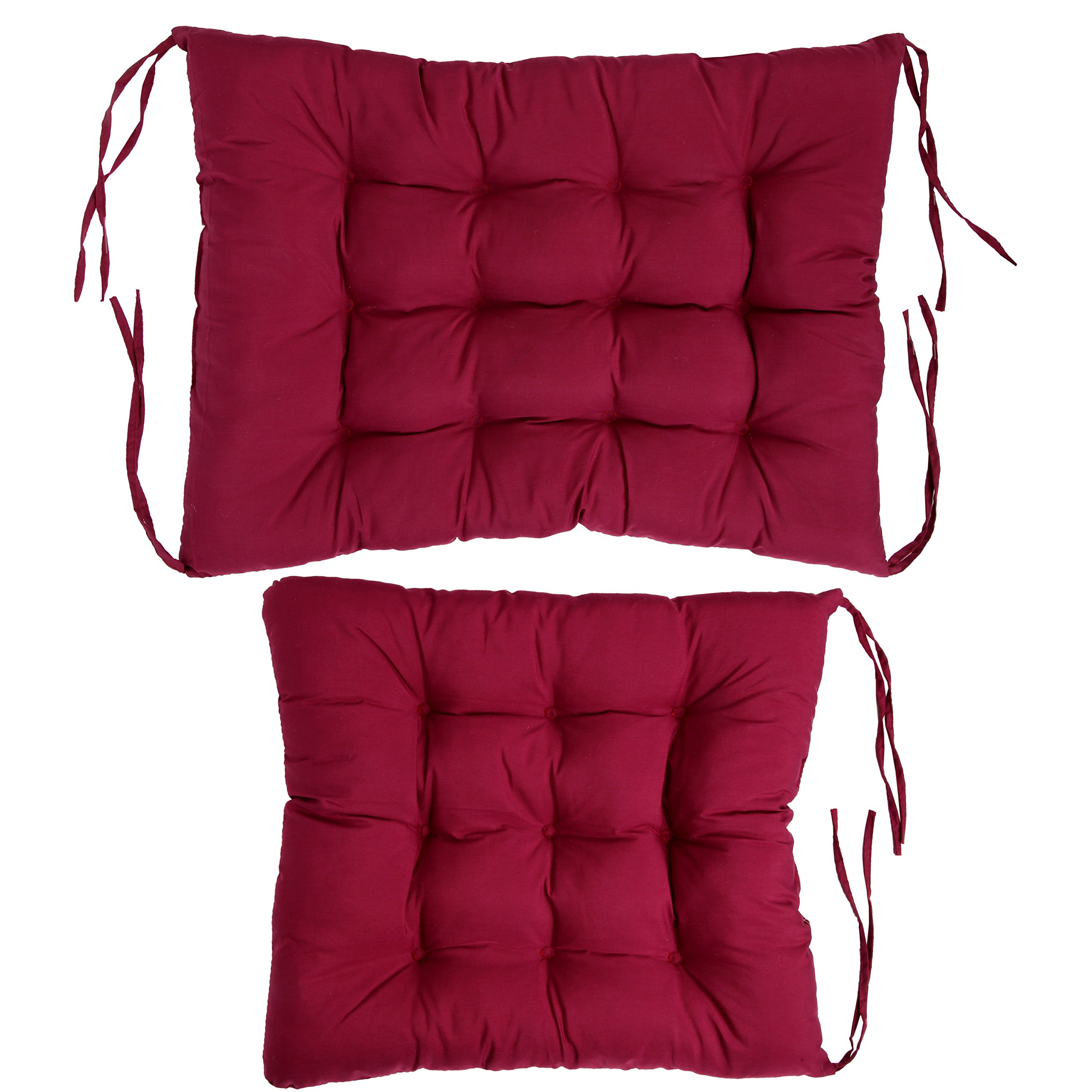 Trenton Gifts 2 Piece Padded Rocking Chair Cushion Set Burgundy