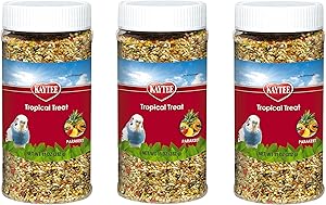 Kaytee 3 Pack of Tropical Treat, 11 Ounces each, Millet Grain and Fruit Snack for All Parakeets 