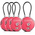 Savior Equipment Quality TSA-Approved 3-Digit Combination Cable Travel Luggage Locks for Rifle Bag Firearm Gun Case Accessories Ammo Boxes Outdoor Storage, Poison Pink, 4-Pack
