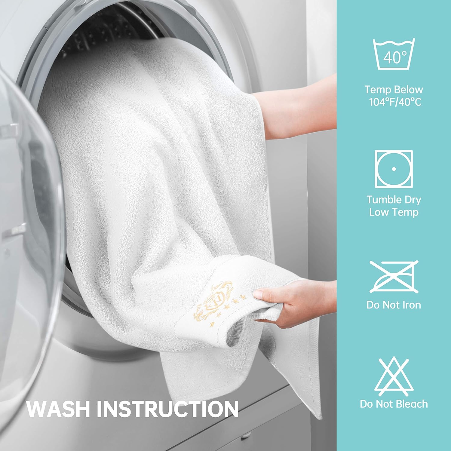 WIIKWEEK 100% Cotton Bath Towel Set, 27"x54" ,White Luxurious 600 GSM Large Bath Towels,Highly Absorbent,Super Soft Towels for Bathroom, (2 Pieces): Kitchen & Dining