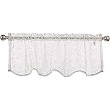 Lorraine Home Fashions, Ecru, Willow Window Curtain Scalloped Valance, 54" x 18"