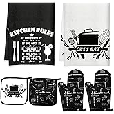 Farmhouse Kitchen Decor and Accessories Set Oven Mitts and Pot Holders Heat Resistant Sets Black White Kitchen Towel Oven Mitts Set for Women Mom Daughter Gift Cooking Baking Grilling Supplies