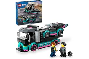 LEGO City Race Car and Car Carrier Truck Building Toys - Pretend Play Toys for Boys & Girls, Ages 6+ Years - Gift for Christmas - W/Racer & Driver Minifigures - 60406