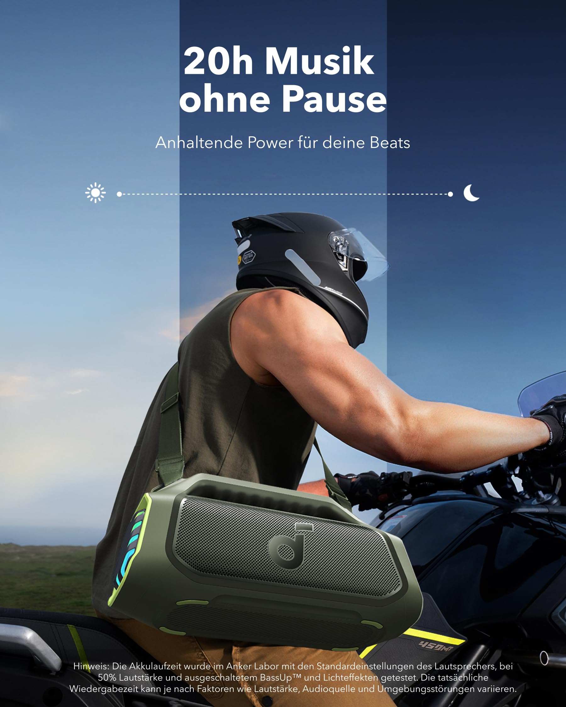 soundcore Anker Motion Boom Plus 2 IP67 Lautsprecher für Draußen, 80W Stereo Sound, Individueller EQ & BassUp, USB-C, Bluetooth, Integrierte Powerbank, Wasserdicht, für Camping, Pool, Strand, Garten 5
