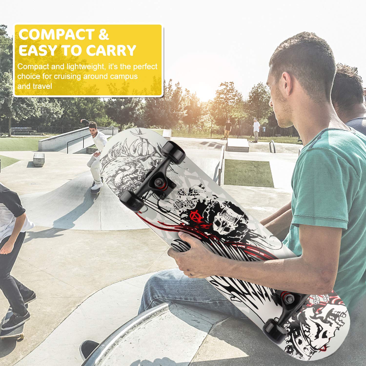 Hikole Skateboard Complet Planche à Roulettes Eois 79x20cm En érable