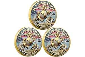 SNKVAUP USMC 250th Anniversary Challenge Coin (1.57 Inch) – Double-Sided Collectible Military Coin for Veterans, Active Duty & Marine Corps Enthusiasts (3PCS)