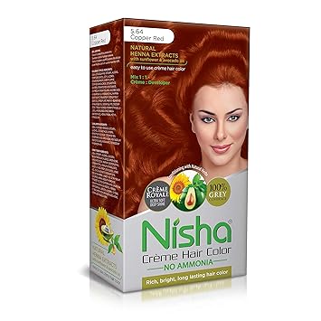 Nisha Cream Hair Colour No-Ammonia with Rich, Bright, Long-Lasting Shine Hair Color (Copper Red 5.64, 120 ml)