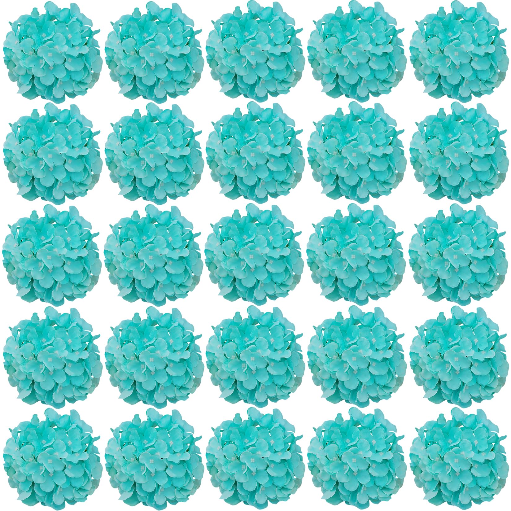 FagusHome 30 Pcs Silk Hydrangea Heads Artificial Flowers Heads and Stems Fake Hydrangea Flowers for Home Wedding Decor (Fluorescence BLue)