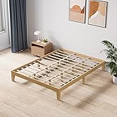 MALOL 12 Inch Wood Platform Bed Frame, Sturdy Queen Size Bed Frame with Wood Slat Support, No Box Spring Needed, Rustic Pine