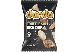 Darda Truffle Salt Rice Chips - Air-Popped Crispy Rice Chip Snacks with Tuffle Flavor, Low-Calorie Ksnack, Non-Fried, Zero Cholesterol, Light & Crunchy Snack Packs (4.23oz)