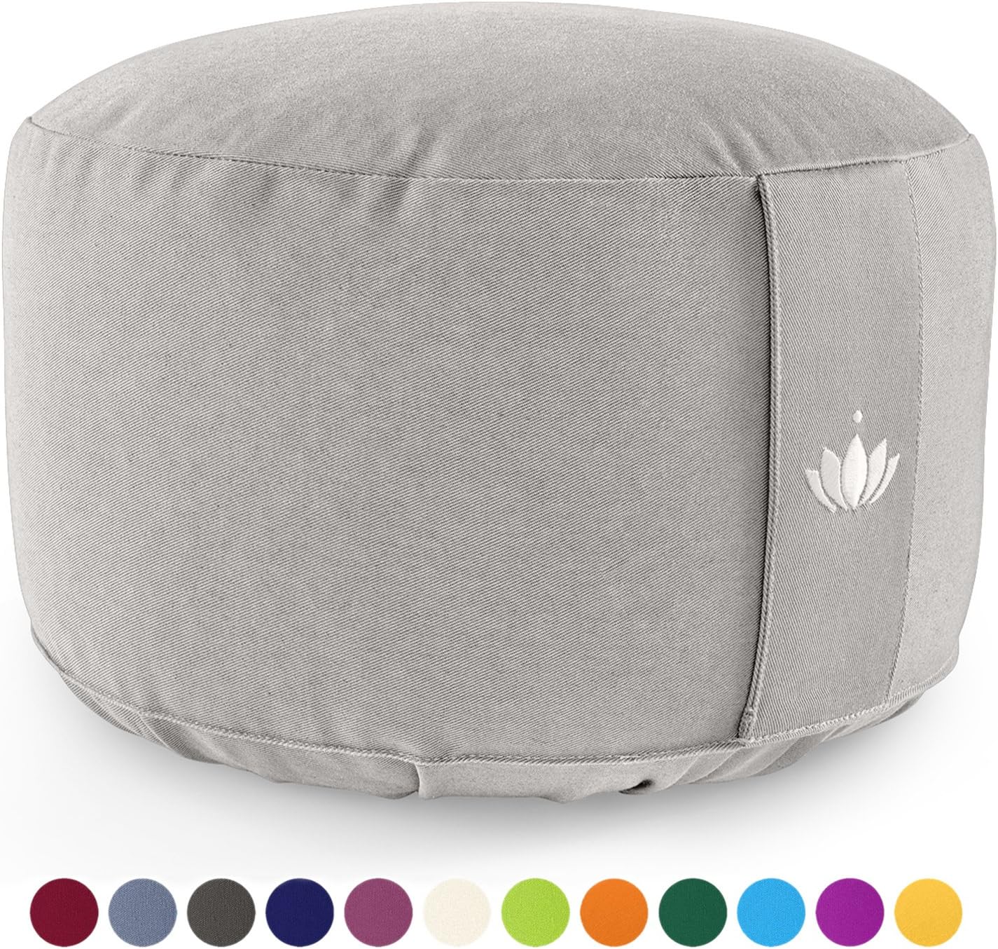 Lotuscrafts Meditation Cushion High LOTUS - Height 20 cm - Spelt Filling - Washable Cover Organic Cotton - Floor Cushion Meditation - Yoga Cushion - Meditation Pillow - Yoga Pillow - GOTS Certified