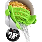 Kitchen Gizmo Snap N' Strain Clip On Strainer for Pots and Pans - Collapsible Silicone Pasta Strainer and Kitchen Gadget for Cooking - Easy to Use, Heat Resistant and Space Saving Colander - Green